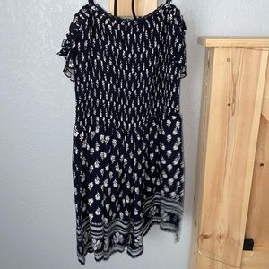 navy patterned romper
